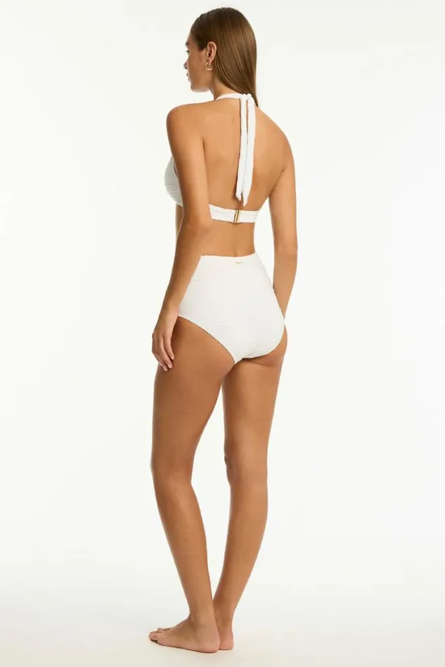 De Soleil Panelled High Waist Pant De Soleil White Women Sea Level Bottoms