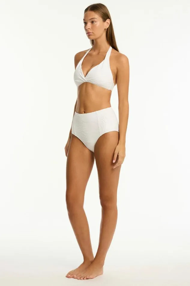 De Soleil Panelled High Waist Pant De Soleil White Women Sea Level Bottoms
