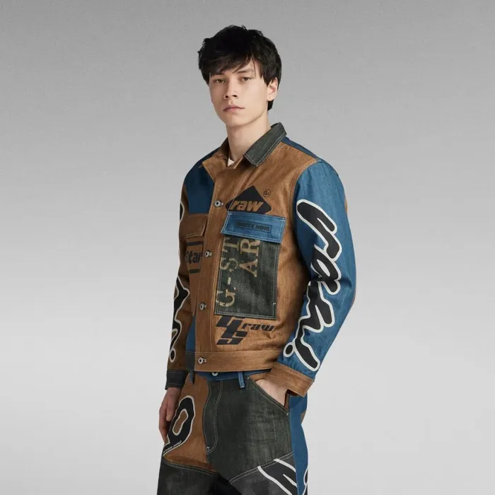 Denim Jackets Men GStar RAW Premium E Oversized Utility Flap Pocket Jacket Motor Patchwork