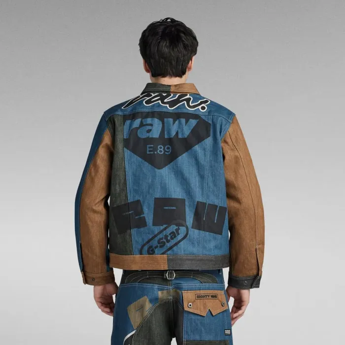 Denim Jackets Men GStar RAW Premium E Oversized Utility Flap Pocket Jacket Motor Patchwork
