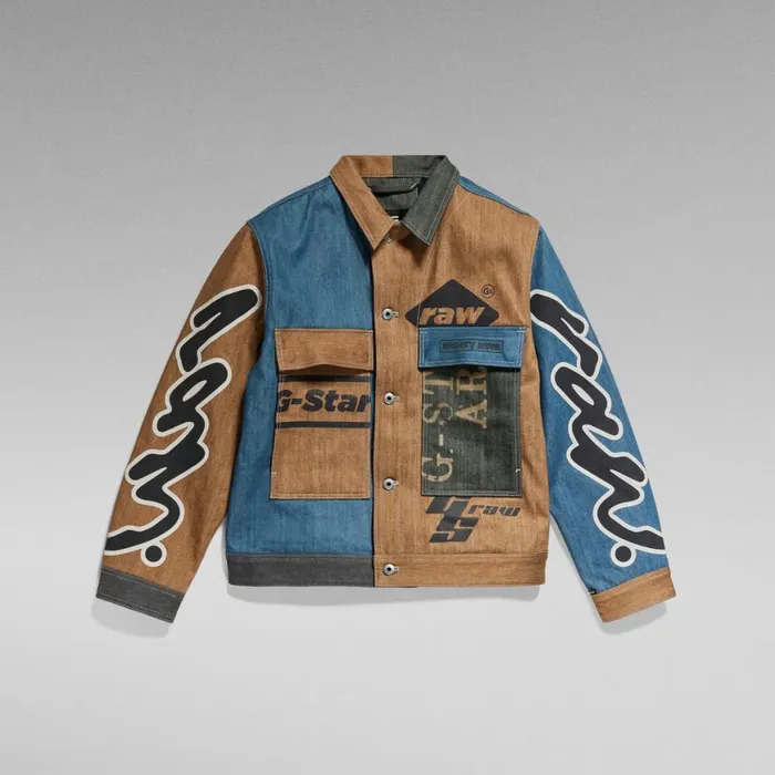 Denim Jackets Men GStar RAW Premium E Oversized Utility Flap Pocket Jacket Motor Patchwork
