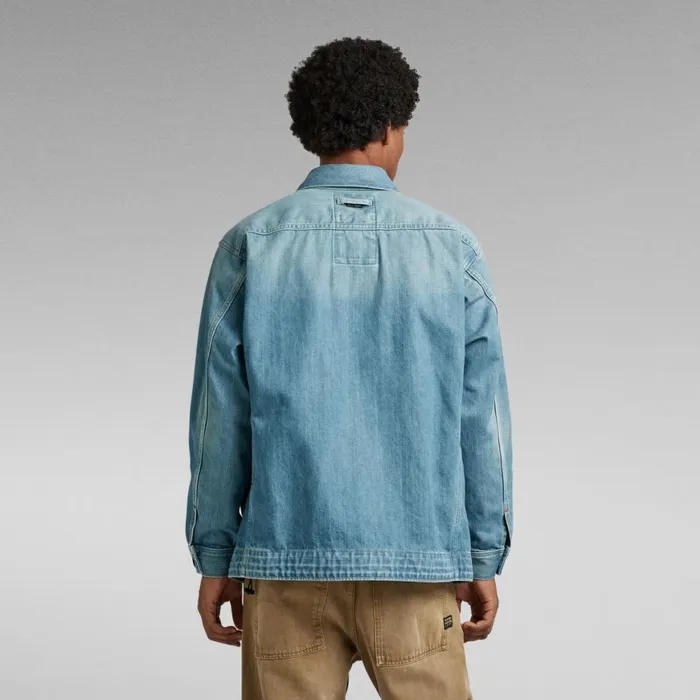 Denim Jackets Men GStar RAW Premium US Navy Shanorak Antique Faded Moonlit Ocean