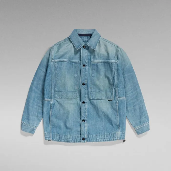 Denim Jackets Men GStar RAW Premium US Navy Shanorak Antique Faded Moonlit Ocean