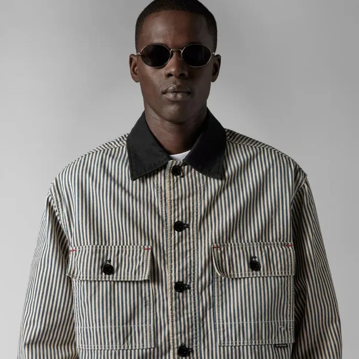 Denim Jackets Men GStar RAW Unisex Premium E Chore Jacket Sun Faded Shima Stripe Destroyed