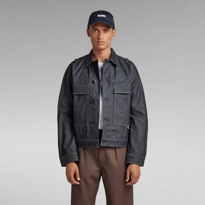 Denim Jackets MenWomen GStar RAW Unisex Utility Flap Pocket Jacket Raw Denim