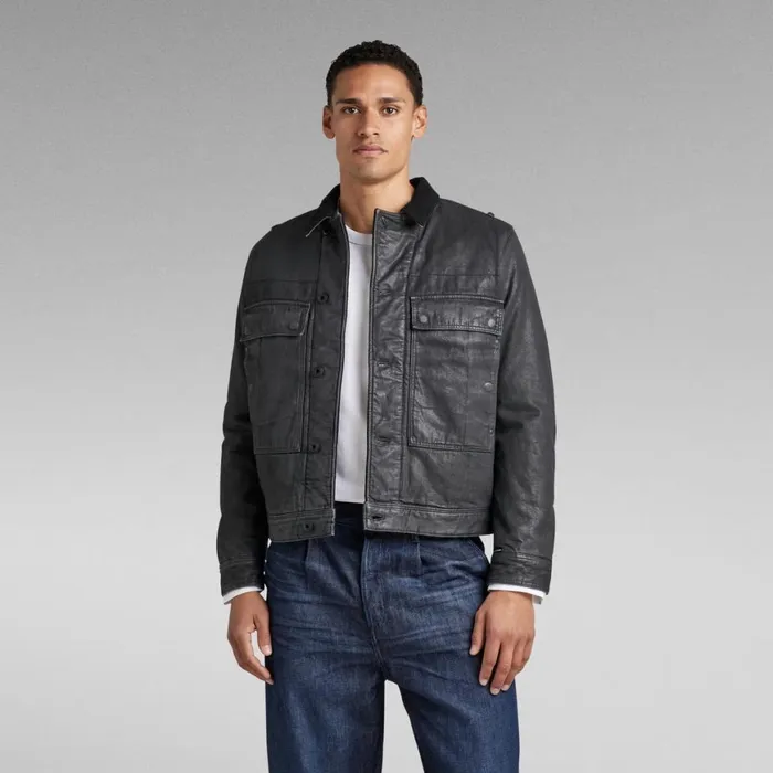 Denim Jackets MenWomen GStar RAW Unisex Utility Flap Pocket Lined Jacket Magma Cobler