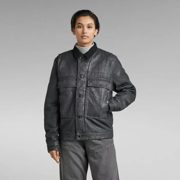Denim Jackets MenWomen GStar RAW Unisex Utility Flap Pocket Lined Jacket Magma Cobler