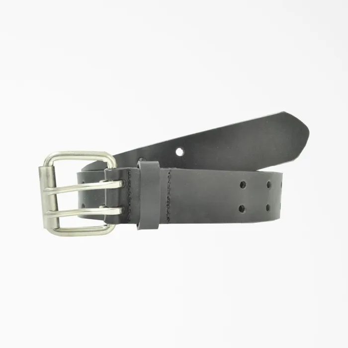 Dickies Belts and Suspenders Perforated Leather Double Prong Buckle Belt Black Black bk 8211 Men