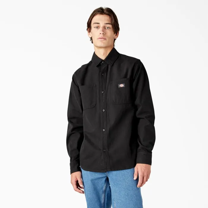 Dickies Button Up Duck Canvas Long Sleeve Utility Shirt Stonewashed Black Stonewashed Black sbk 8211 Men Dickies Button Up Duck Canvas Long Sleeve Utility Shirt Stonewashed Black Stonewashed Black sbk 8211 Men