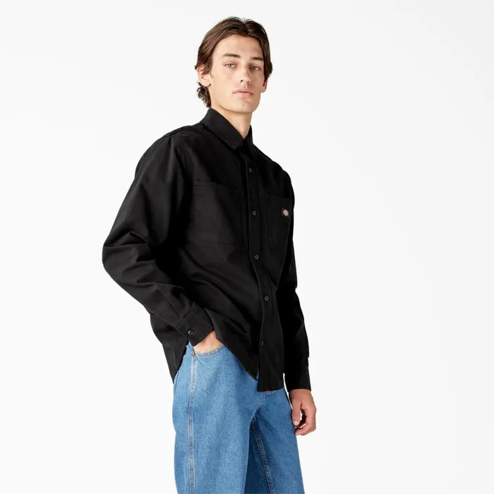 Dickies Button Up Duck Canvas Long Sleeve Utility Shirt Stonewashed Black Stonewashed Black sbk 8211 Men Dickies Button Up Duck Canvas Long Sleeve Utility Shirt Stonewashed Black Stonewashed Black sbk 8211 Men