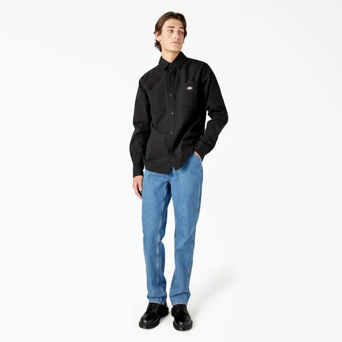Dickies Button Up Duck Canvas Long Sleeve Utility Shirt Stonewashed Black Stonewashed Black sbk 8211 Men Dickies Button Up Duck Canvas Long Sleeve Utility Shirt Stonewashed Black Stonewashed Black sbk 8211 Men