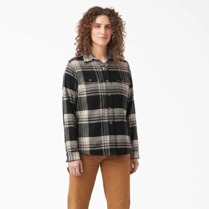 Dickies Button Up Womens DuraTech Renegade Flannel Shirt OatmealBlack Plaid Oatmealblack Plaid b2a 8211 Women Dickies Button Up Womens DuraTech Renegade Flannel Shirt OatmealBlack Plaid Oatmealblack Plaid b2a 8211 Women