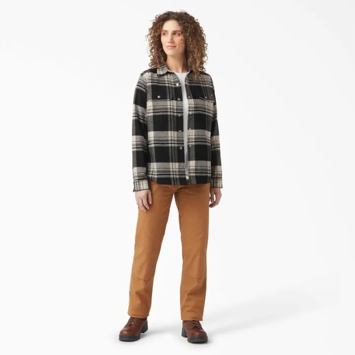 Dickies Button Up Womens DuraTech Renegade Flannel Shirt OatmealBlack Plaid Oatmealblack Plaid b2a 8211 Women Dickies Button Up Womens DuraTech Renegade Flannel Shirt OatmealBlack Plaid Oatmealblack Plaid b2a 8211 Women
