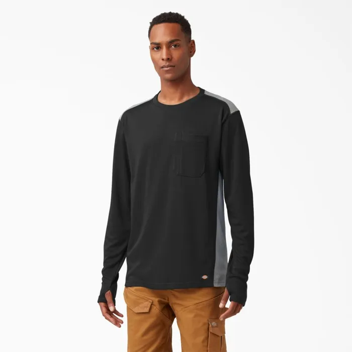 Dickies Hi Vis TempiQ 365 Long Sleeve Pocket TShirt Black Black kbk 8211 Men