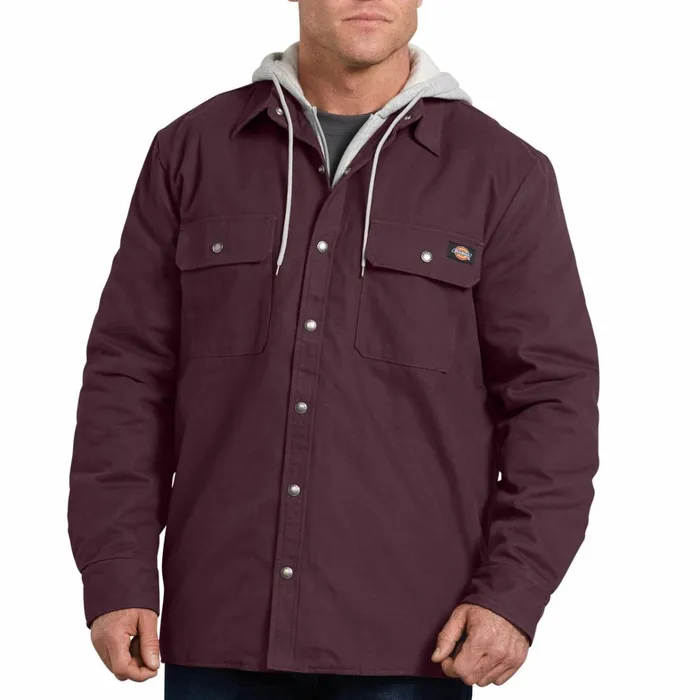 Dickies Shirt Jackets Duck Hooded Shirt Jacket Maroon Maroon mr 8211 Men
