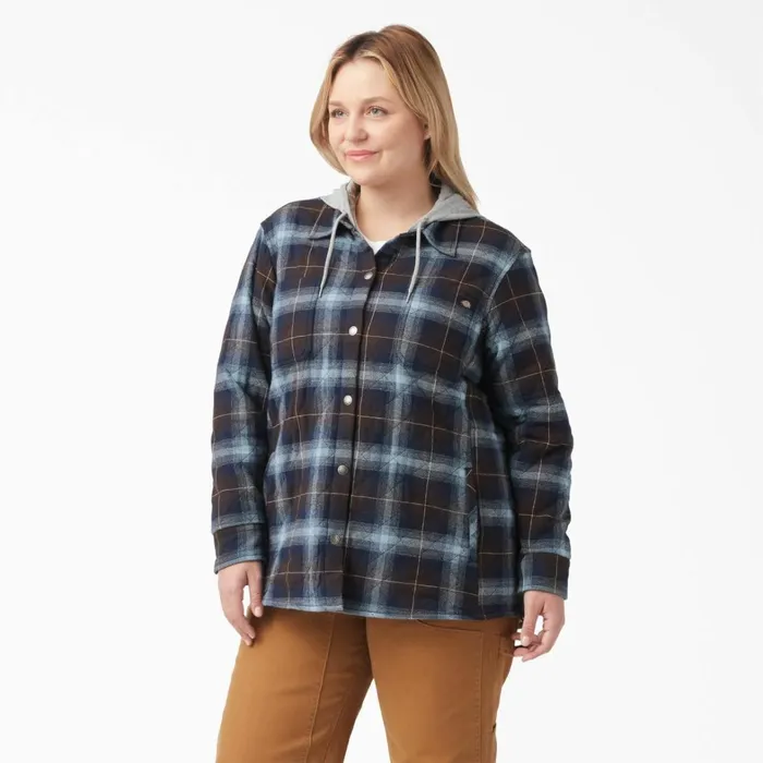 Dickies Shirt Jackets Womens Plus Flannel Hooded Shirt Jacket Clear BlueBrown Ombre Plaid Clear Bluebrown Ombre Plaid a1g 8211 Women Dickies Shirt Jackets Womens Plus Flannel Hooded Shirt Jacket Clear BlueBrown Ombre Plaid Clear Bluebrown Ombre Plaid a1g 8211 Women