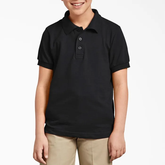 Dickies Shirts Kids039 Piqu Short Sleeve Polo 420 Black Black bk 8211 Kids