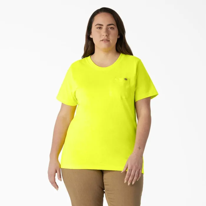 Dickies TShirts Women039s Plus Heavyweight Short Sleeve Pocket TShirt Bright Yellow Bright Yellow bwd 8211 Women
