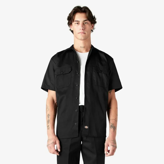 Dickies Work Shirts Short Sleeve Work Shirt Black Black bk 8211 Men