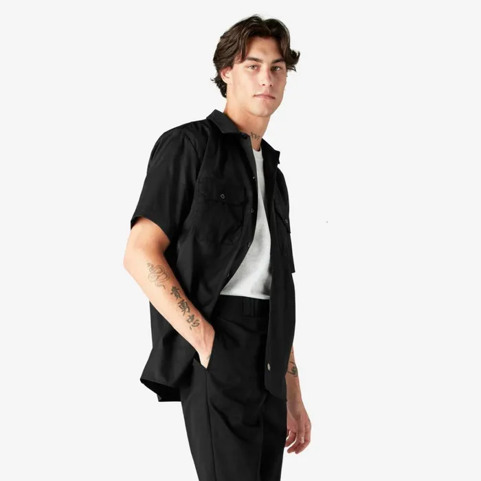 Dickies Work Shirts Short Sleeve Work Shirt Black Black bk 8211 Men Dickies Work Shirts Short Sleeve Work Shirt Black Black bk 8211 Men