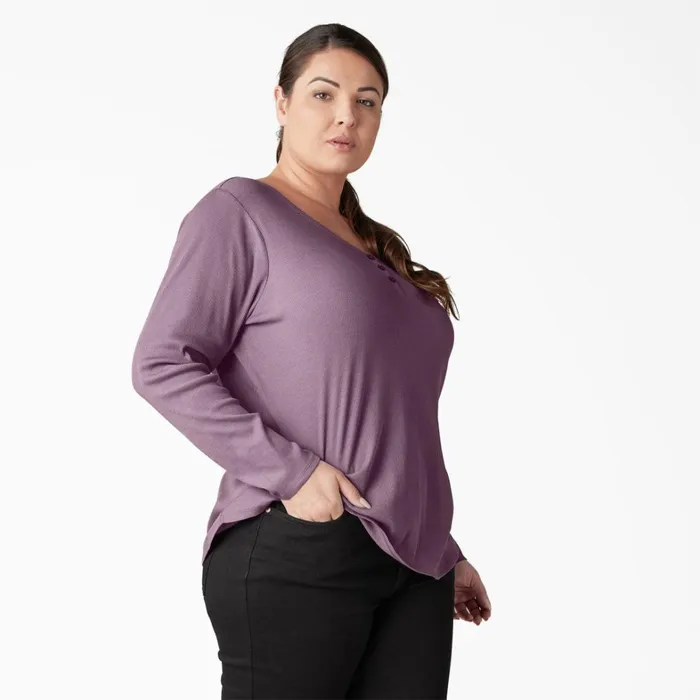 Dickies Work Tops Women039s Plus Henley Long Sleeve Shirt Grapeade Grapeade gsd 8211 Women Dickies Work Tops Women039s Plus Henley Long Sleeve Shirt Grapeade Grapeade gsd 8211 Women