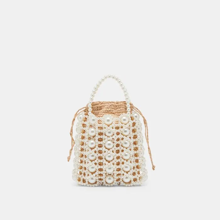 Dolce Vita Adeline Handbag Natural Pearl Raffia Women Handbags