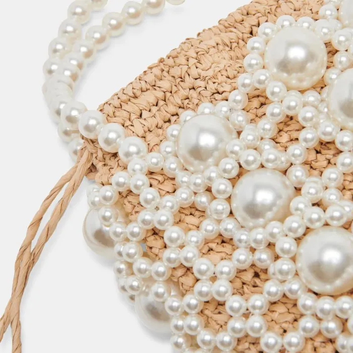 Dolce Vita Adeline Handbag Natural Pearl Raffia Women Handbags