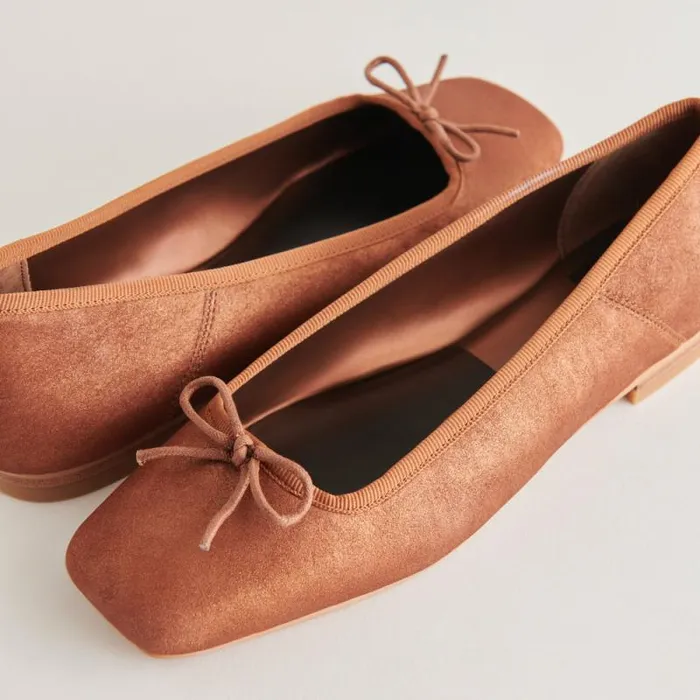 Dolce Vita Anisa Ballet Flats Copper Metallic Suede Women Flats and Loafers