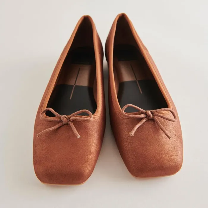 Dolce Vita Anisa Ballet Flats Copper Metallic Suede Women Flats and Loafers