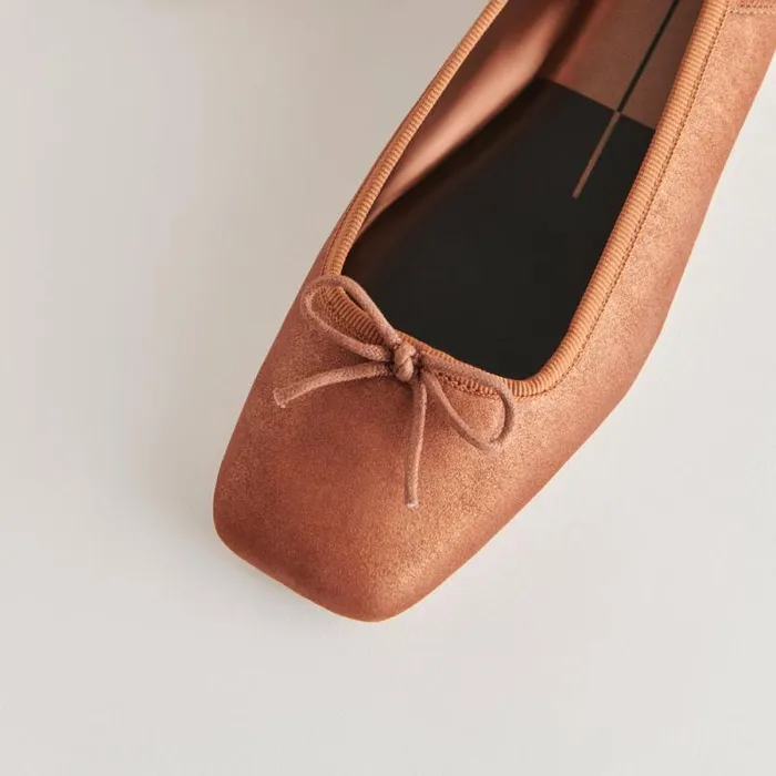 Dolce Vita Anisa Ballet Flats Copper Metallic Suede Women Flats and Loafers