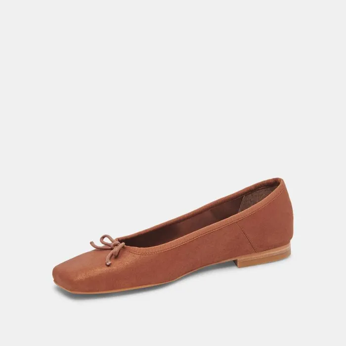 Dolce Vita Anisa Ballet Flats Copper Metallic Suede Women Flats and Loafers
