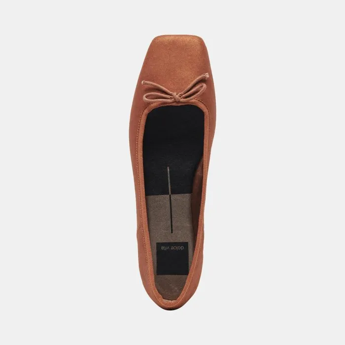 Dolce Vita Anisa Ballet Flats Copper Metallic Suede Women Flats and Loafers