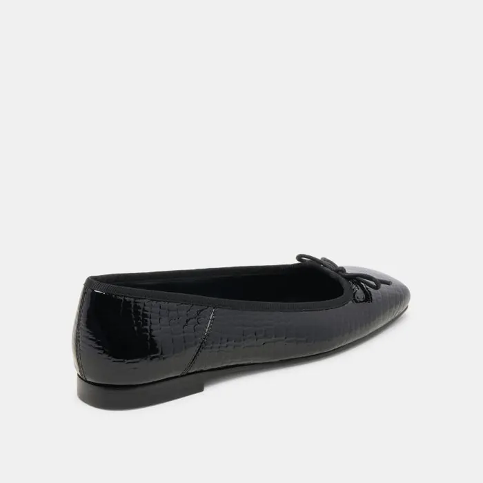 Dolce Vita Anisa Ballet Flats Noir Embossed Leather Women Flats and Loafers
