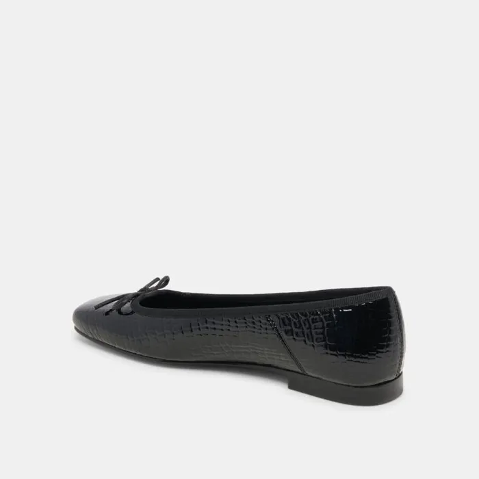 Dolce Vita Anisa Ballet Flats Noir Embossed Leather Women Flats and Loafers