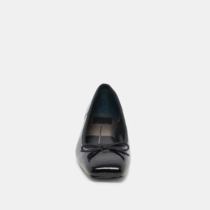 Dolce Vita Anisa Ballet Flats Noir Embossed Leather Women Flats and Loafers