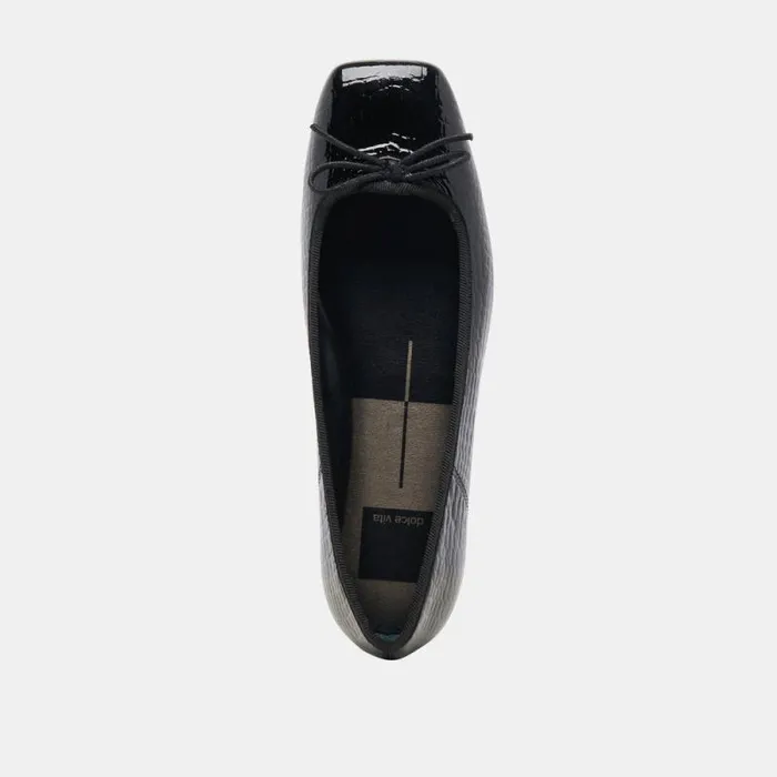 Dolce Vita Anisa Ballet Flats Noir Embossed Leather Women Flats and Loafers