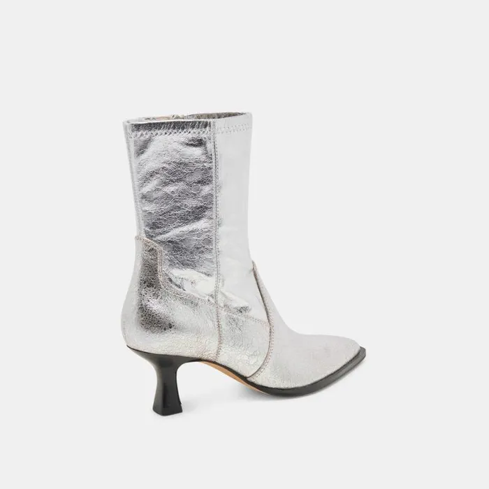 Dolce Vita Arya Boots Silver Distressed Leather Women Boots and Booties