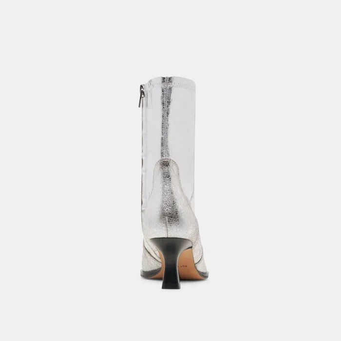 Dolce Vita Arya Boots Silver Distressed Leather Women Boots and Booties