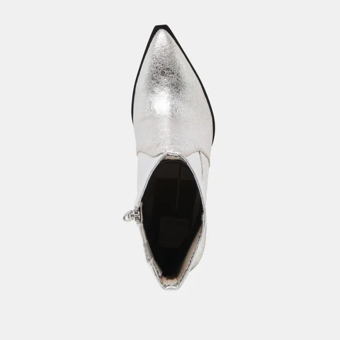 Dolce Vita Arya Boots Silver Distressed Leather Women Boots and Booties