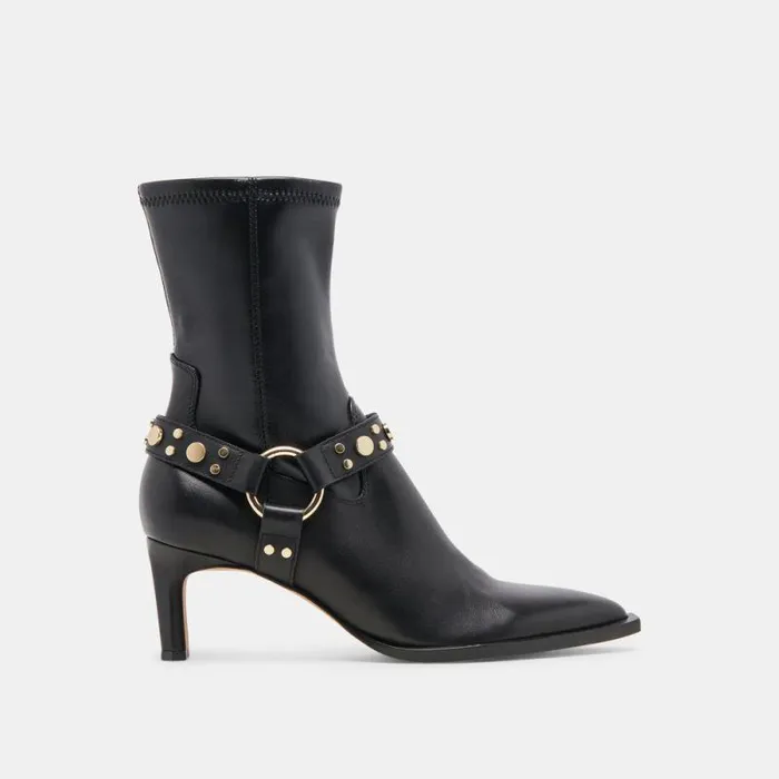 Dolce Vita Arya Stud Boots Black Leather Women Boots and Booties