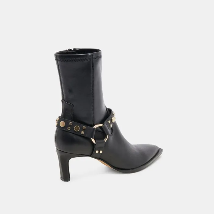 Dolce Vita Arya Stud Boots Black Leather Women Boots and Booties