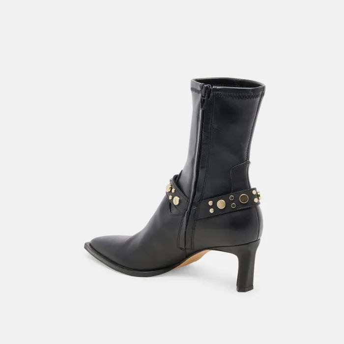 Dolce Vita Arya Stud Boots Black Leather Women Boots and Booties