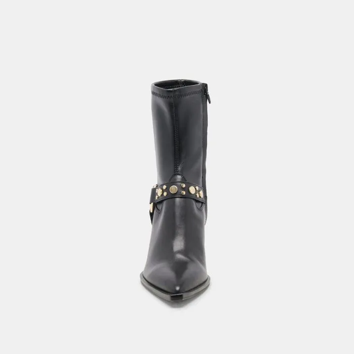 Dolce Vita Arya Stud Boots Black Leather Women Boots and Booties