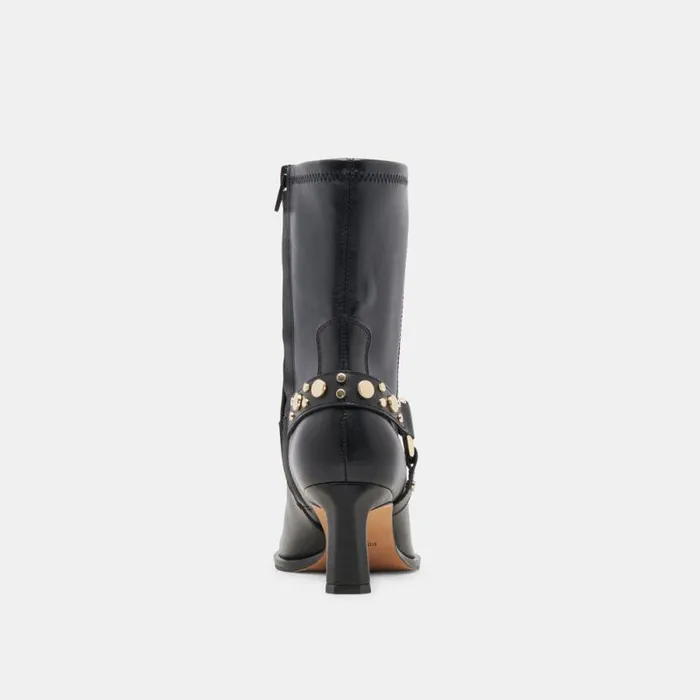 Dolce Vita Arya Stud Boots Black Leather Women Boots and Booties