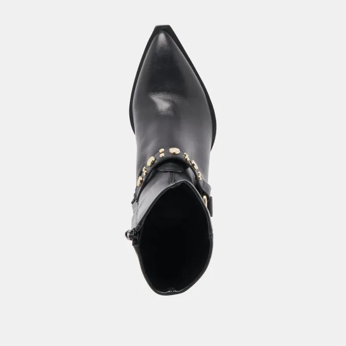 Dolce Vita Arya Stud Boots Black Leather Women Boots and Booties