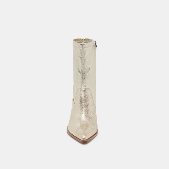 Dolce Vita Arya Wide Calf Boots Light Gold Distressed Leather Women Boots and Booties