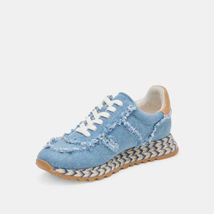 Dolce Vita Ayita Fray Sneakers Blue Denim Women Sneakers