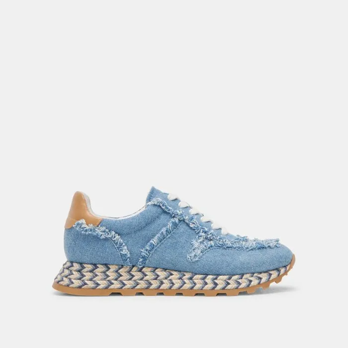 Dolce Vita Ayita Fray Sneakers Blue Denim Women Sneakers