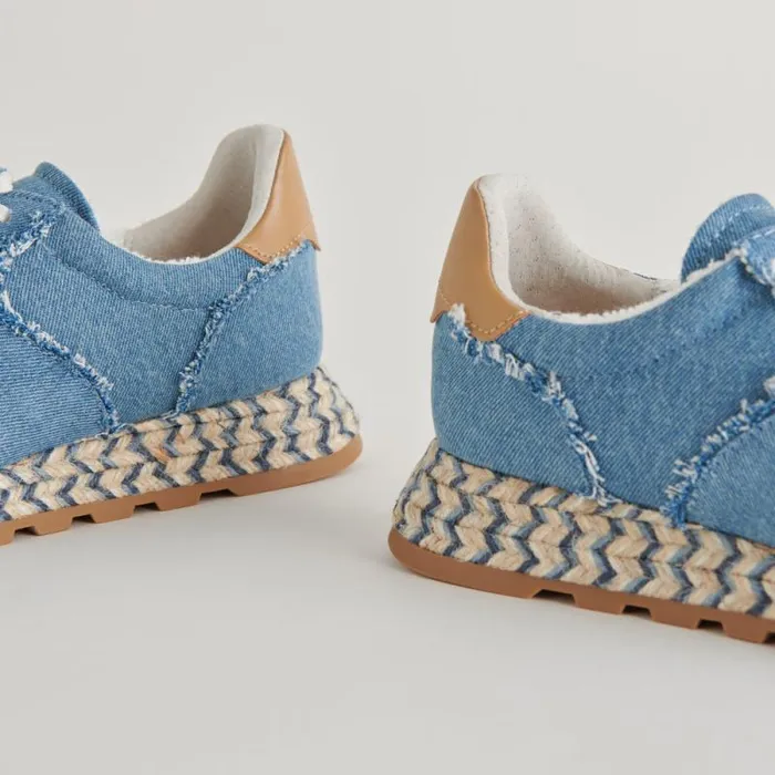 Dolce Vita Ayita Fray Sneakers Blue Denim Women Sneakers