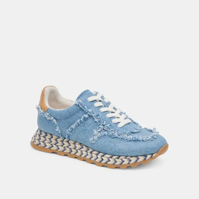 Dolce Vita Ayita Fray Sneakers Blue Denim Women Sneakers